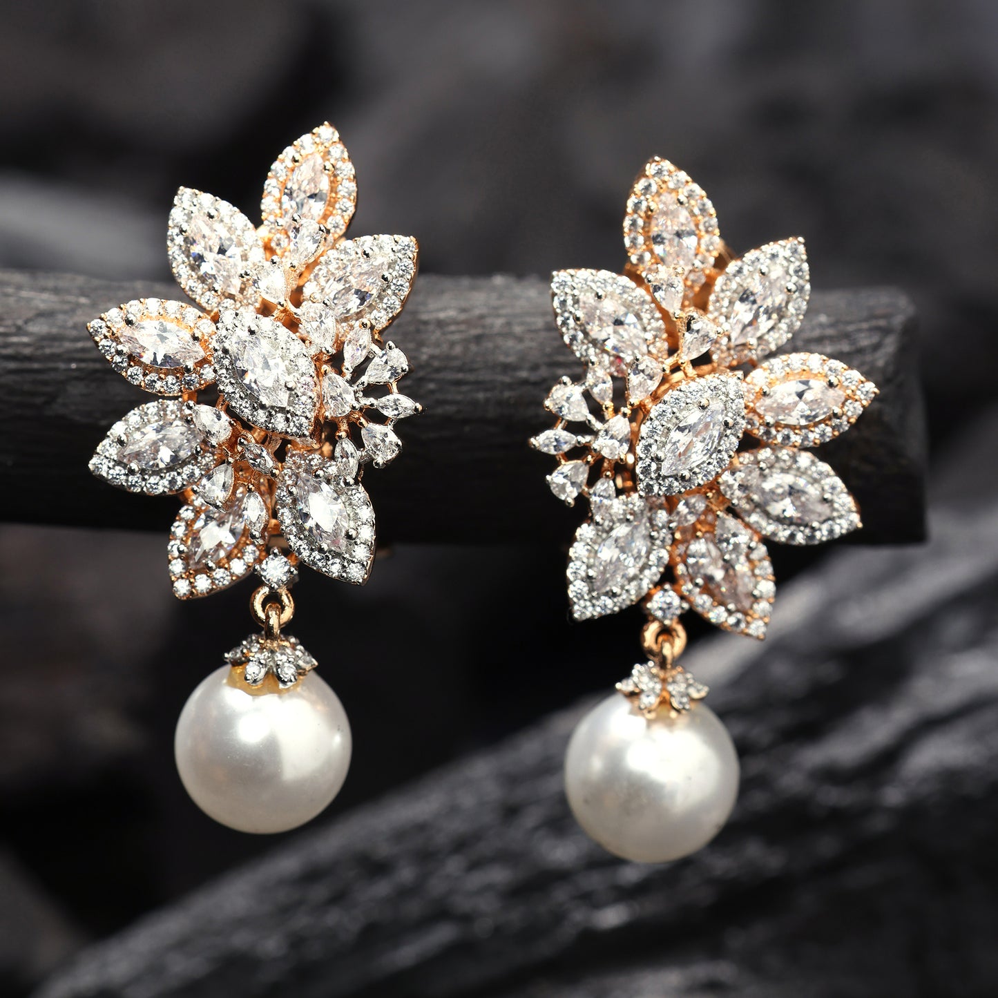 PEARL BLOOM CZ EARRINGS