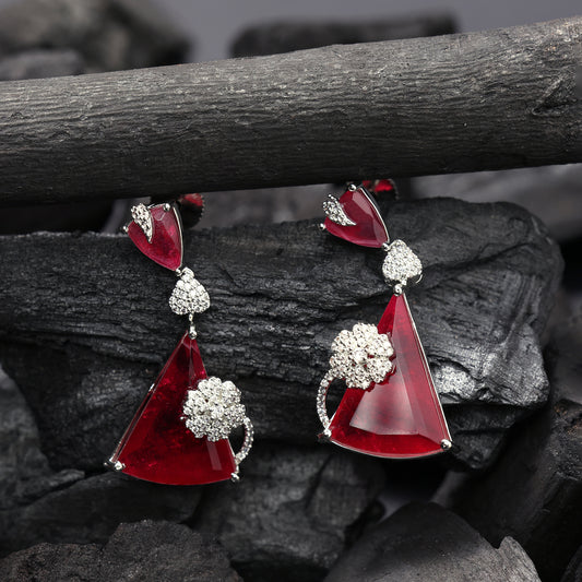 CRIMSON FLAME CZ EARRINGS