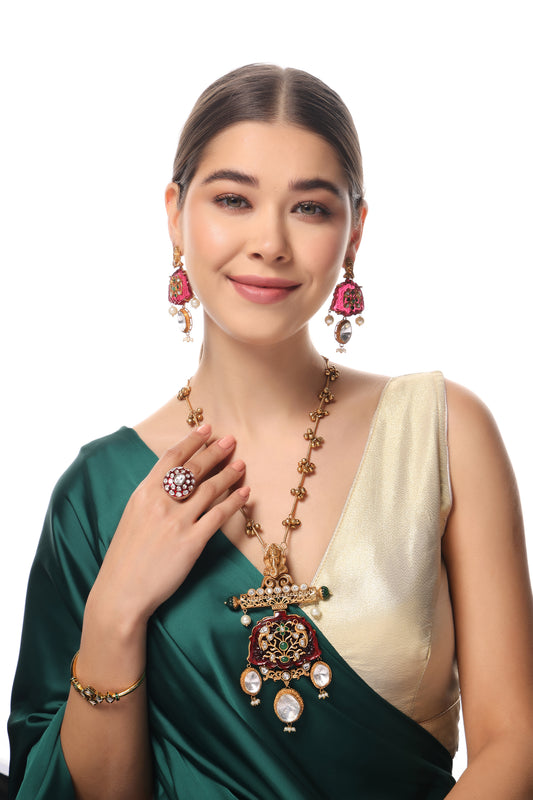 KUNDAN-POLKI BRIDAL STATEMENT NECKLACE SET