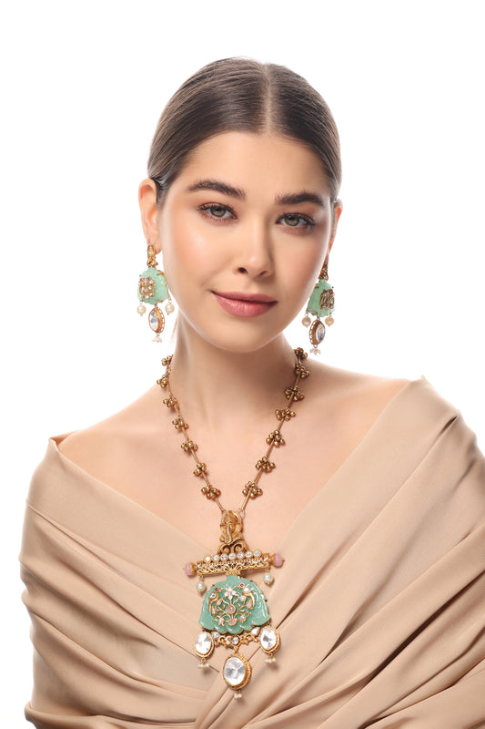 KUNDAN-POLKI BRIDAL STATEMENT NECKLACE SET